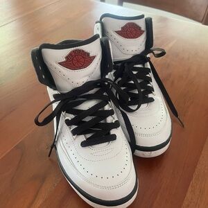 Jordan White and Black High-Top Sneakers Classic Design